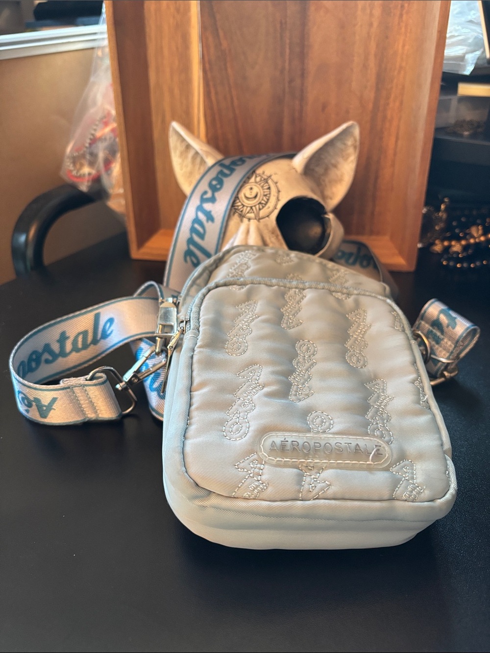 Aéropostale Quilted Crossbody Bag in Light Blue